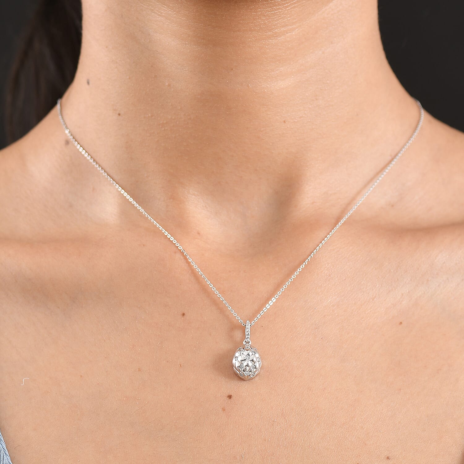 D'Joy Moissanite 0.15 ctw Pendant Necklace in Rhodium Over Sterling Silver 20 Inches