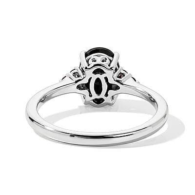 EverTrue Midnight Sapphire and Madagascar Pink Sapphire 3.60 ctw Ring (Size 6) and Pendant in Platinum Bond with Stainless Steel Necklace 20 Inches