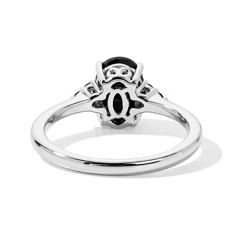 EverTrue Midnight Sapphire and Madagascar Pink Sapphire 3.60 ctw Ring (Size 6) and Pendant in Platinum Bond with Stainless Steel Necklace 20 Inches