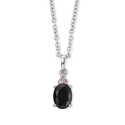 EverTrue Midnight Sapphire and Madagascar Pink Sapphire 3.60 ctw Ring (Size 6) and Pendant in Platinum Bond with Stainless Steel Necklace 20 Inches