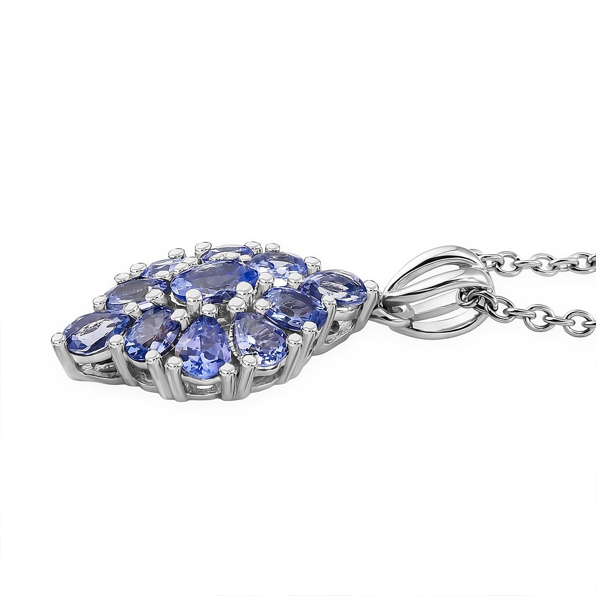 EverTrue Tanzanite 1.85 ctw Pendant in Platinum Bond with Stainless Steel Necklace 20 Inches