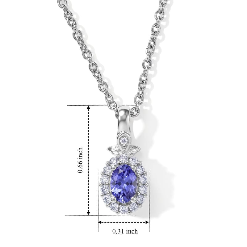 EverTrue Tanzanite and White Zircon 0.75 ctw Pendant in Platinum Bond with Stainless Steel Necklace (20 Inches)