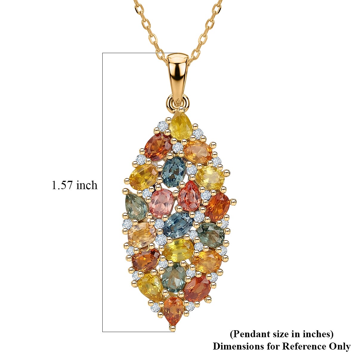 D'Joy Premium Multi Sapphire and White Zircon 5.50 ctw Color Bloom Cluster Pendant Necklace in 18K Vermeil Yellow Gold Over Sterling Silver 20 Inches  image number 5