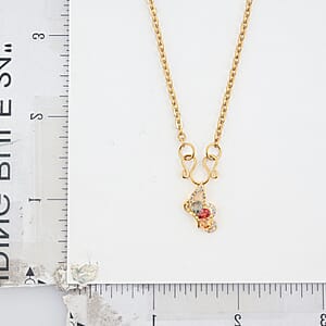 D'Joy Premium Multi Sapphire and White Zircon 1.00 ctw Flutter Glow Pendant Necklace in 18K YG Plated Sterling Silver 20 Inches