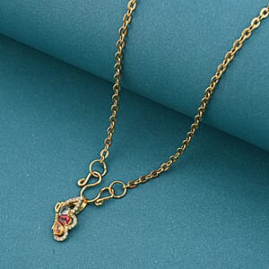 D'Joy Premium Multi Sapphire and White Zircon 1.00 ctw Flutter Glow Pendant Necklace in 18K YG Plated Sterling Silver 20 Inches