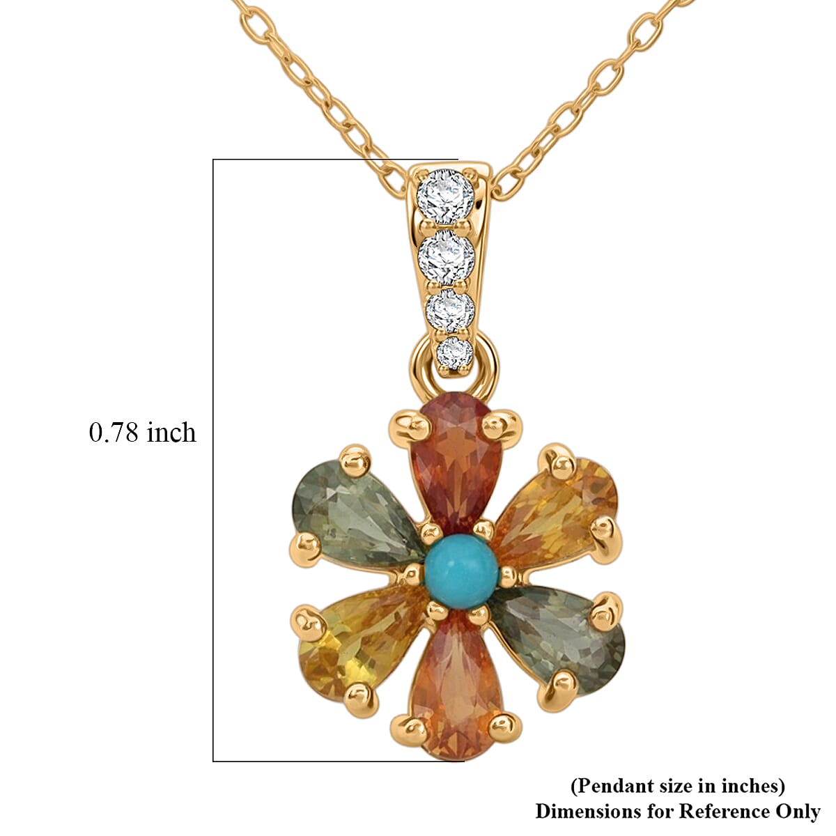 D'Joy Premium Multi Sapphire and Multi Gemstone 2.30 ctw Color Flower Pendant Necklace in 18K Vermeil Yellow Gold Over Sterling Silver (20 Inches) image number 6