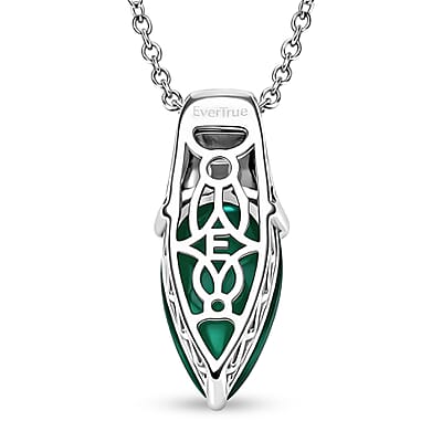 EverTrue Verde Onyx and White Zircon 3.80 ctw Lushy Leaf Pendant in 18K YG Plated and Platinum Bond with Stainless Steel Necklace 20 Inches
