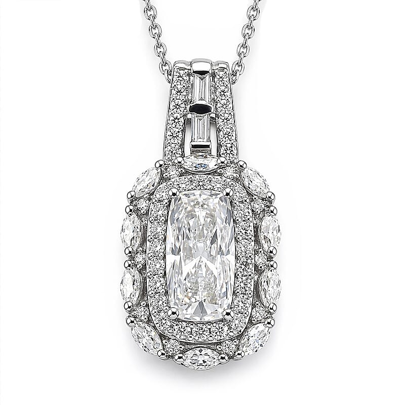 D'Joy Moissanite 4.00 ctw Pendant Necklace in Rhodium Over Sterling Silver (20 Inches)