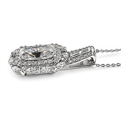 D'Joy Moissanite 4.00 ctw Pendant Necklace in Rhodium Over Sterling Silver (20 Inches)