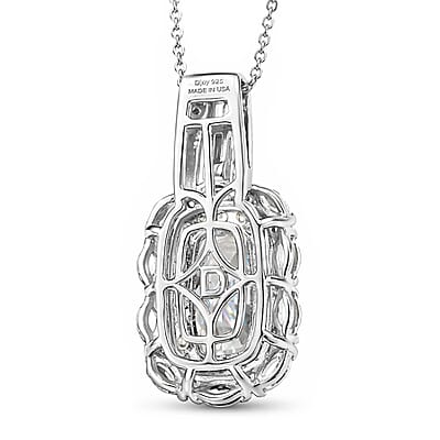 D'Joy Moissanite 4.00 ctw Pendant Necklace in Rhodium Over Sterling Silver (20 Inches)