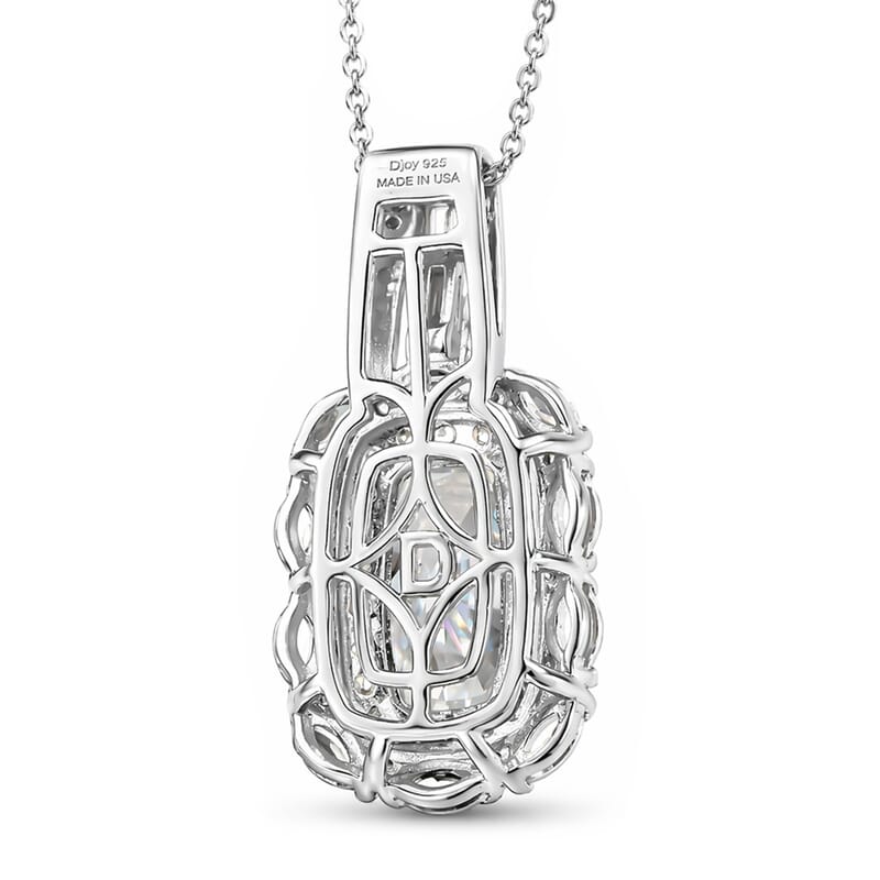 D'Joy Moissanite 4.00 ctw Forever Brilliant Pendant Necklace in Rhodium Over Sterling Silver (20 Inches)