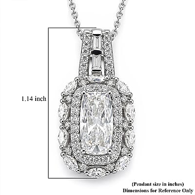 D'Joy Moissanite 4.00 ctw Pendant Necklace in Rhodium Over Sterling Silver (20 Inches)