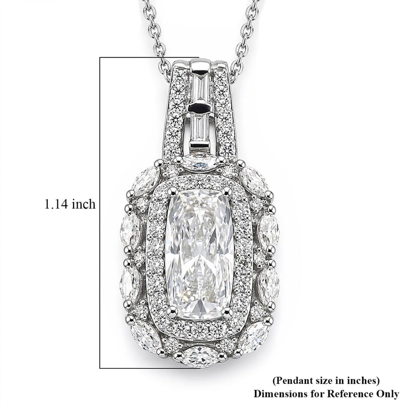 D'Joy Moissanite 4.00 ctw Forever Brilliant Pendant Necklace in Rhodium Over Sterling Silver (20 Inches)