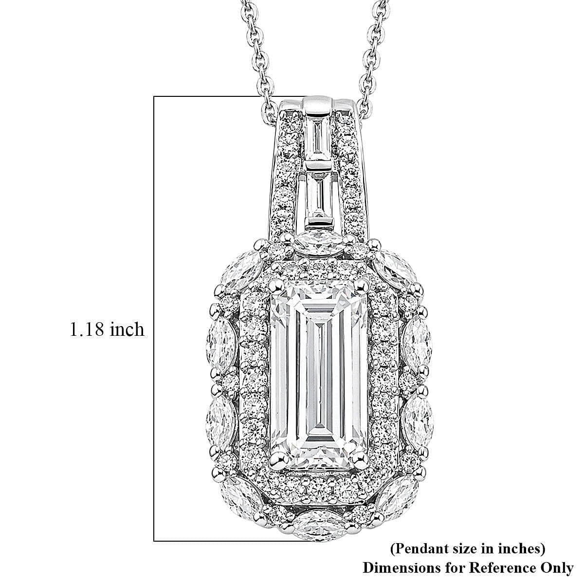D'Joy Moissanite 4.65 ctw Forever Brilliant Pendant Necklace in Rhodium Over Sterling Silver (20 Inches)