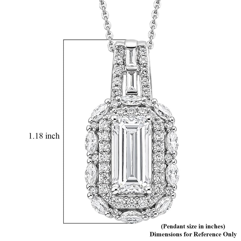 D'Joy Moissanite 4.65 ctw Forever Brilliant Pendant Necklace in Rhodium Over Sterling Silver (20 Inches)