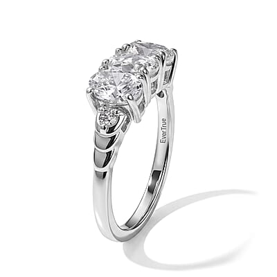 EverTrue Premium White Topaz 5.20 ctw Earrings, Ring (Size 6) and Pendant in Platinum Bond with Stainless Steel Necklace 20 Inches
