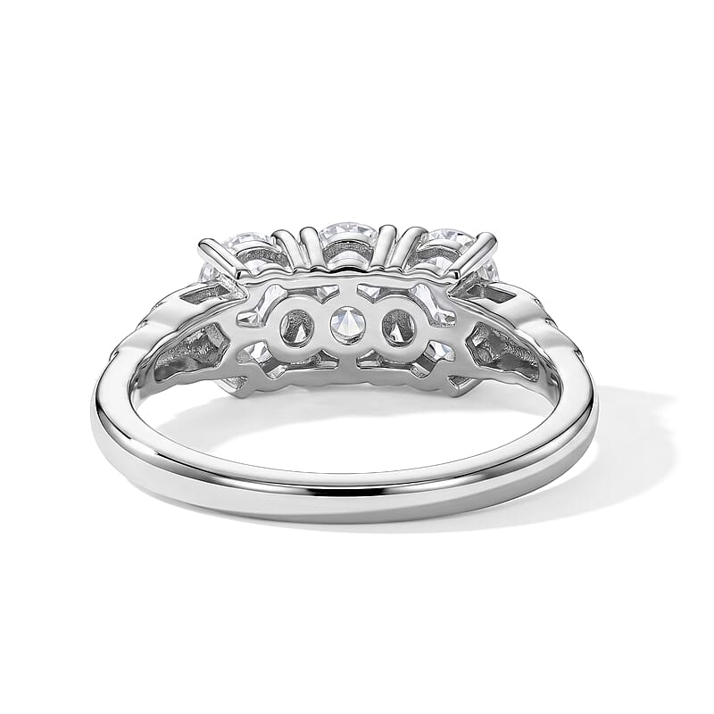 EverTure Premium White Topaz 5.20 ctw Earrings, Ring (Size 6) and Pendant in Platinum Bond with Stainless Steel Necklace 20 Inches