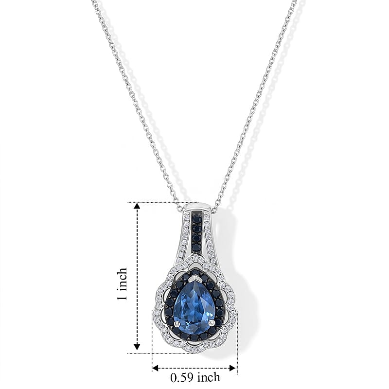 D'Joy Kashmir Kyanite and Multi Gemstone 3.20 ctw Pendant Necklace in Rhodium Over Sterling Silver (20 Inches)
