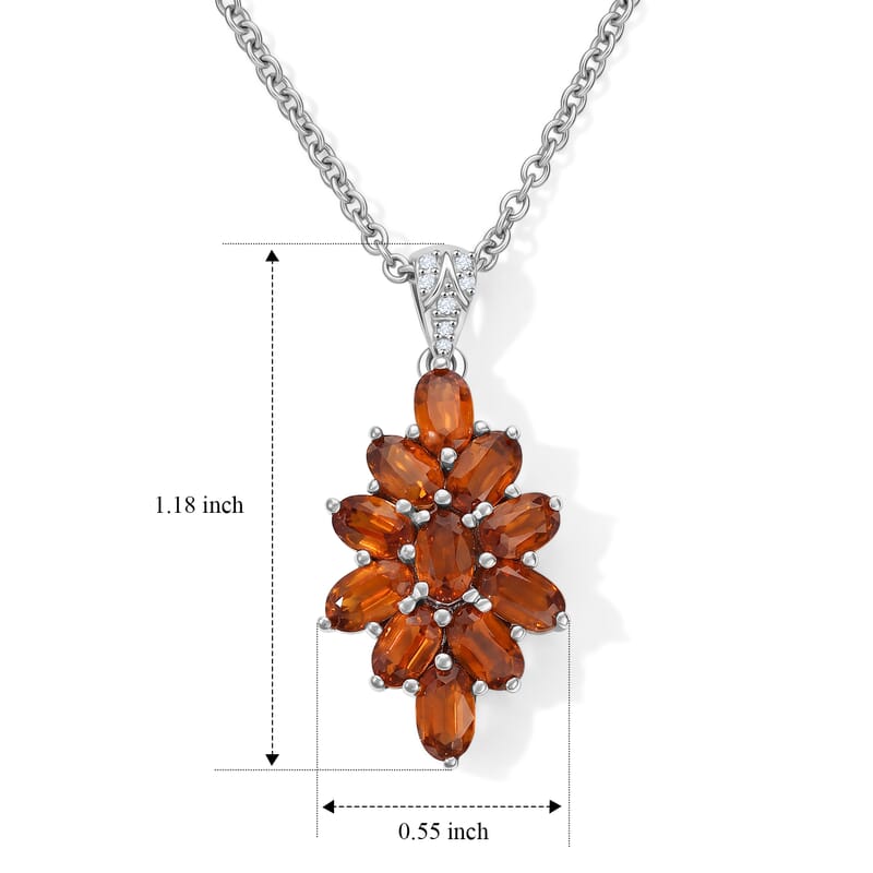 D'Joy Orange Kyanite and White Zircon 3.70 ctw Pendant in Platinum Over Sterling Silver with Stainless Steel Necklace (20 Inches)