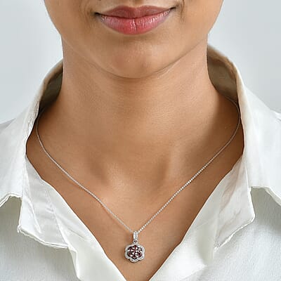 D'Joy Umba River and White Zircon 1.70 ctw Pendant Necklace in Rhodium Over Sterling Silver 20 Inches