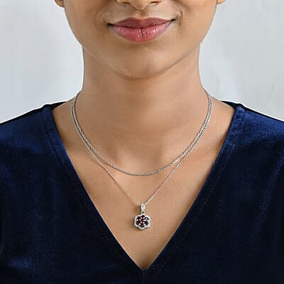 D'Joy Umba River and White Zircon 1.70 ctw Pendant Necklace in Rhodium Over Sterling Silver 20 Inches