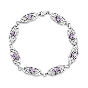 Amethyst 2.70 ctw Earrings, Ring (Size 5.0) and Bracelet (7.50-8.50In) in Sterling Silver