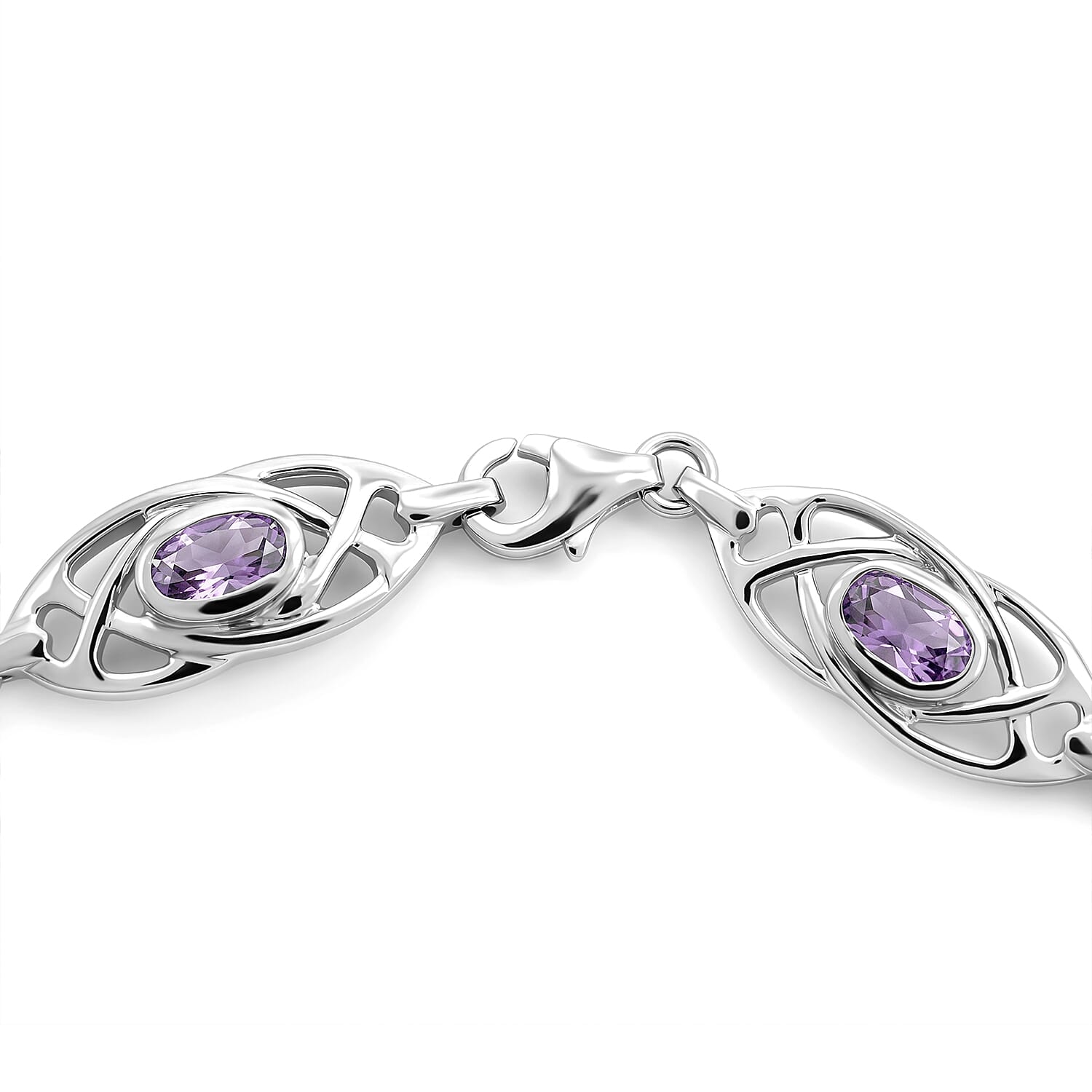 Amethyst 2.70 ctw Earrings, Ring (Size 5.0) and Bracelet (7.50-8.50In) in Sterling Silver