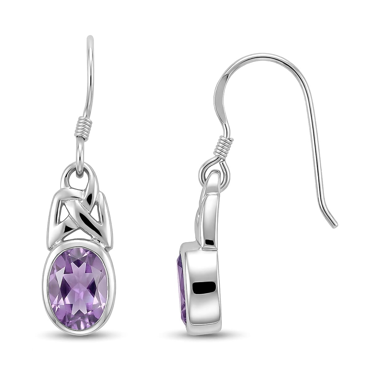 Amethyst 2.70 ctw Earrings, Ring (Size 5.0) and Bracelet (7.50-8.50In) in Sterling Silver