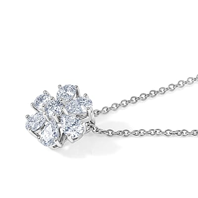 EverTrue Petalite 2.00 ctw Pendant in Platinum Bond with Stainless Steel Necklace (20 Inches)