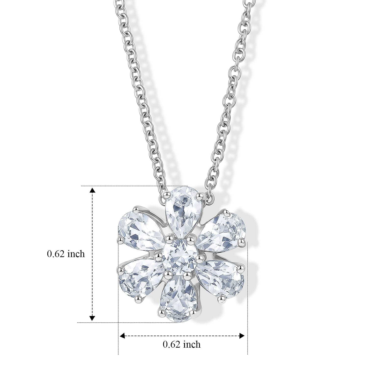 EverTrue Petalite 2.00 ctw Pendant in Platinum Bond with Stainless Steel Necklace (20 Inches)
