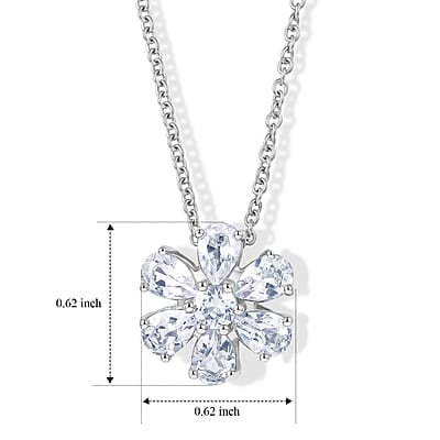 EverTrue Petalite 2.00 ctw Pendant in Platinum Bond with Stainless Steel Necklace (20 Inches)