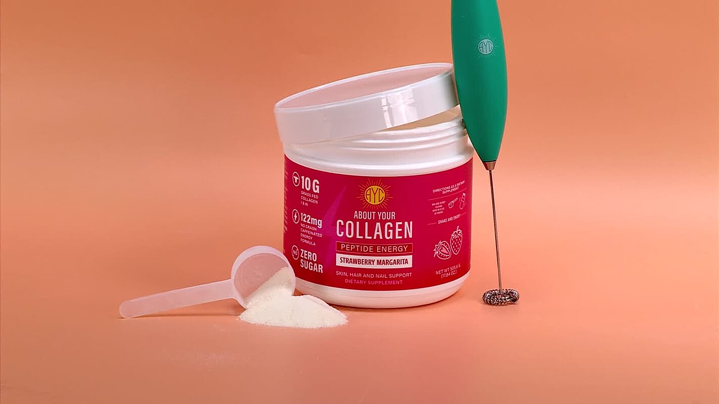 Electric Frother, ABOUT YOUR COLLAGEN PEPTIDE ENERGY Supplement 40 sv with electric frother- Strawberry Margarita