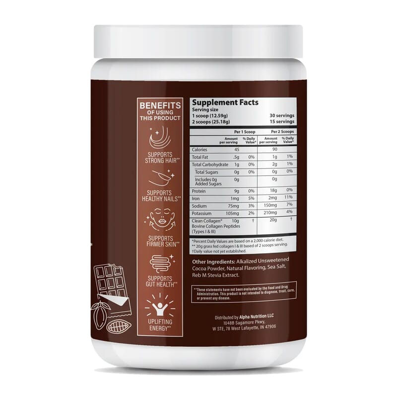 About Your Collagen Grass Fed Collagen I & II Dietary Supplement with Electric Frother (26.65oz) 60 serv-Hot Chocolate