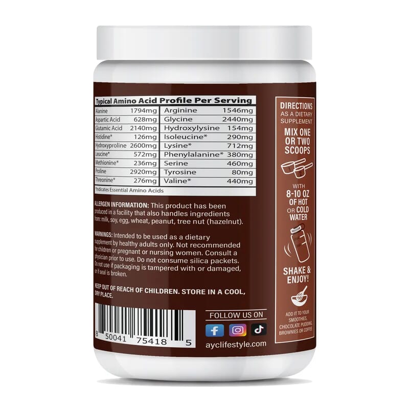About Your Collagen Grass Fed Collagen I & II Dietary Supplement with Electric Frother (26.65oz) 60 serv-Hot Chocolate