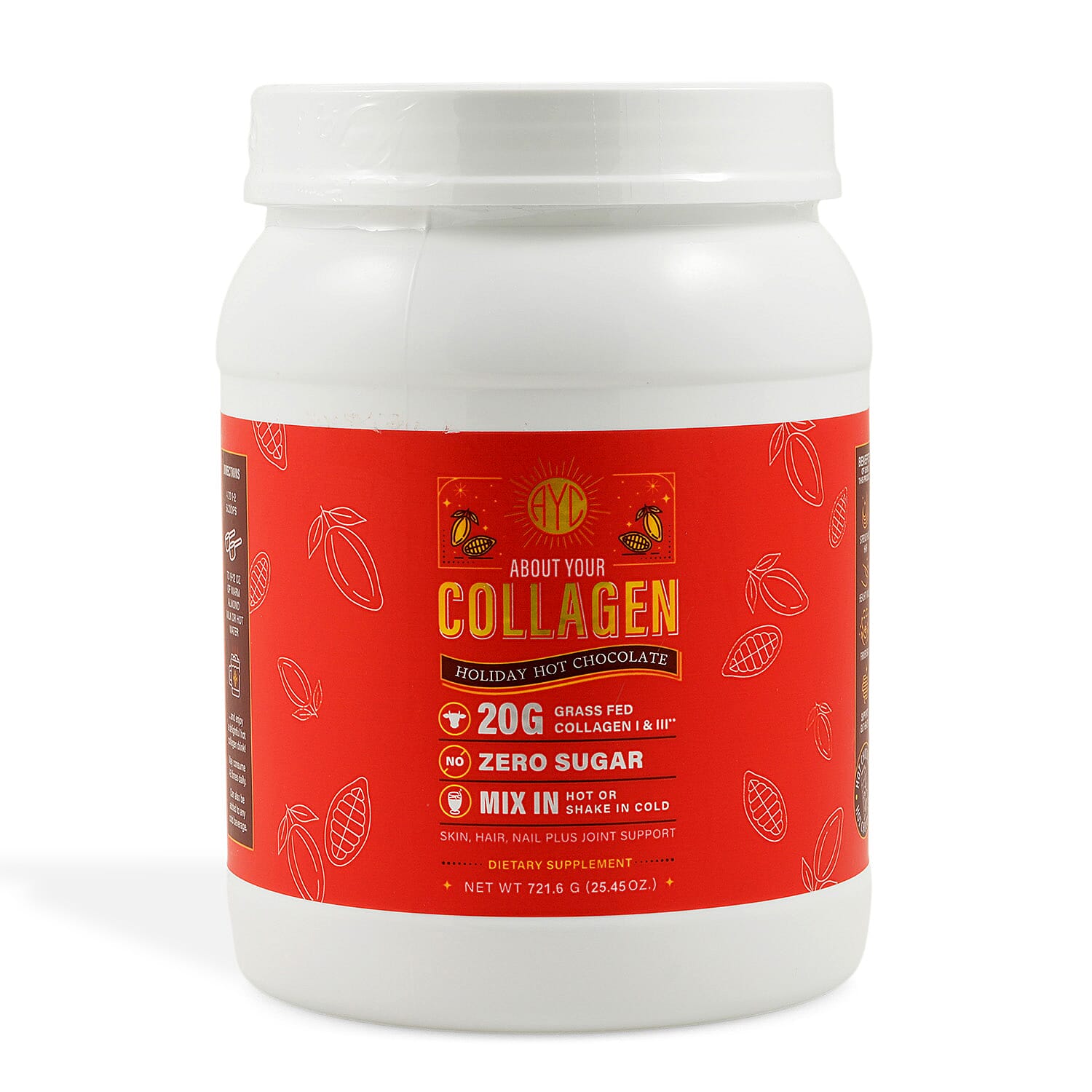 About Your Collagen Grass Fed Collagen I & II Dietary Supplement with Electric Frother (26.65oz) 60 serv-Hot Chocolate