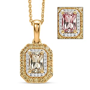D'Joy AAA Turkizite and Multi Gemstone 1.30 ctw Pendant Necklace in 18K Vermeil Yellow Gold Over Sterling Silver 20 Inches