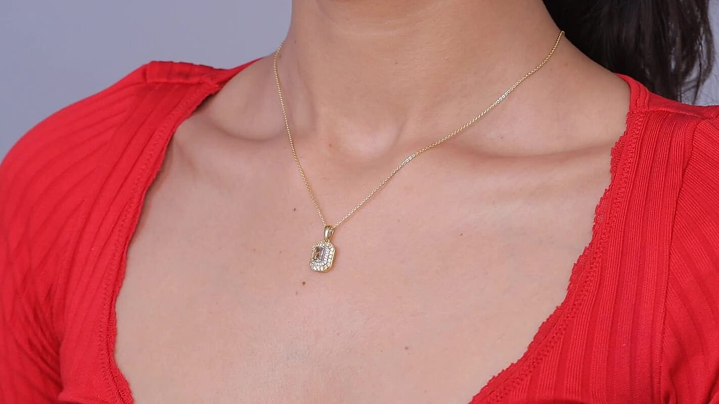 D'Joy AAA Turkizite and Multi Gemstone 1.25 ctw Pendant Necklace in 18K Vermeil Yellow Gold Over Sterling Silver 20 Inches