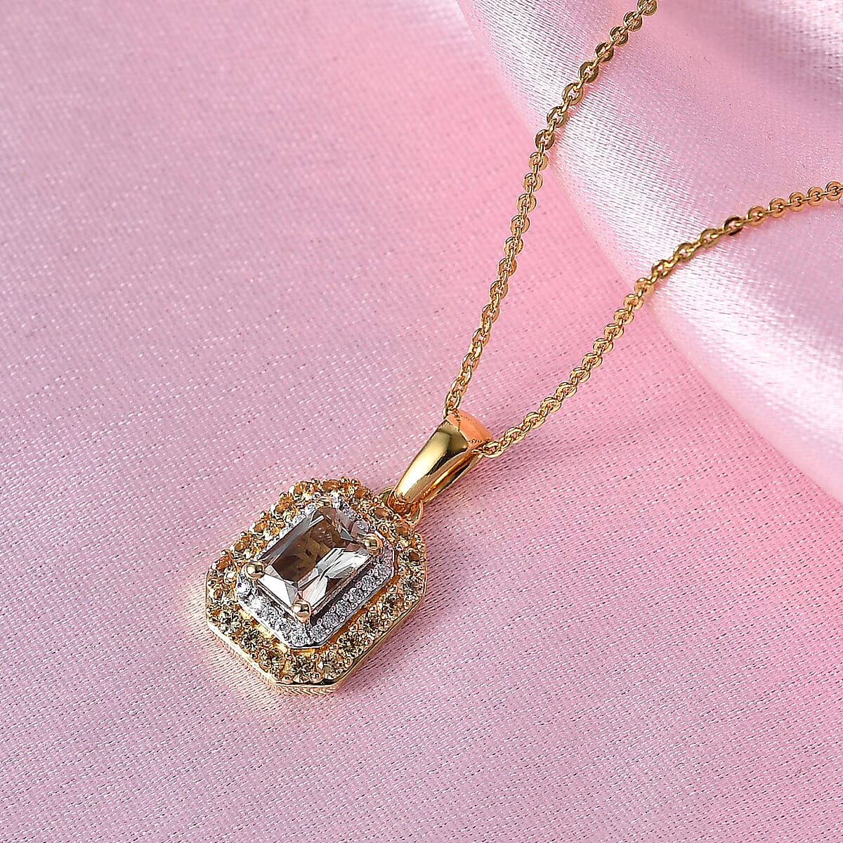 D'Joy AAA Turkizite and Multi Gemstone 1.30 ctw Pendant Necklace in 18K Vermeil Yellow Gold Over Sterling Silver 20 Inches image number 1