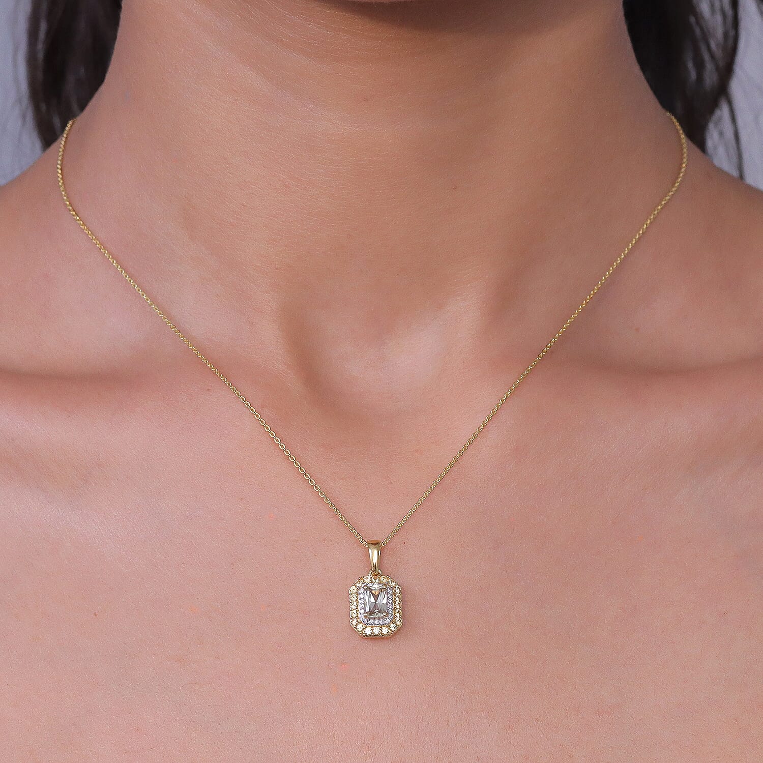 D'Joy AAA Turkizite and Multi Gemstone 1.30 ctw Golden Aura Pendant Necklace in 18K Vermeil Yellow Gold Over Sterling Silver 20 Inches