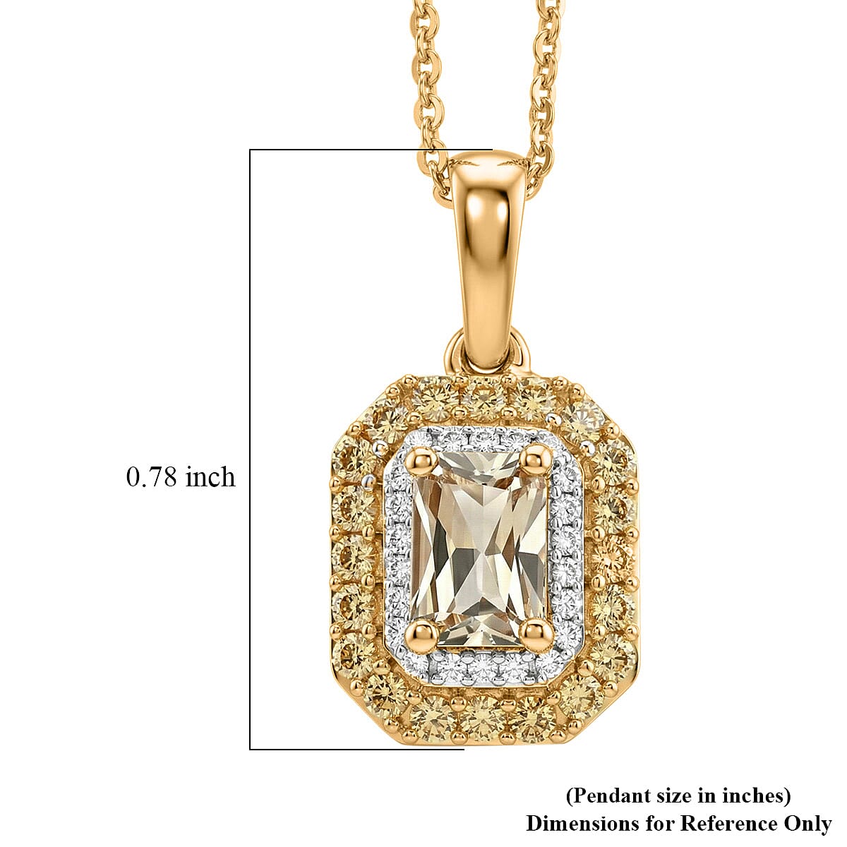 D'Joy AAA Turkizite and Multi Gemstone 1.30 ctw Golden Aura Pendant Necklace in 18K Vermeil Yellow Gold Over Sterling Silver 20 Inches