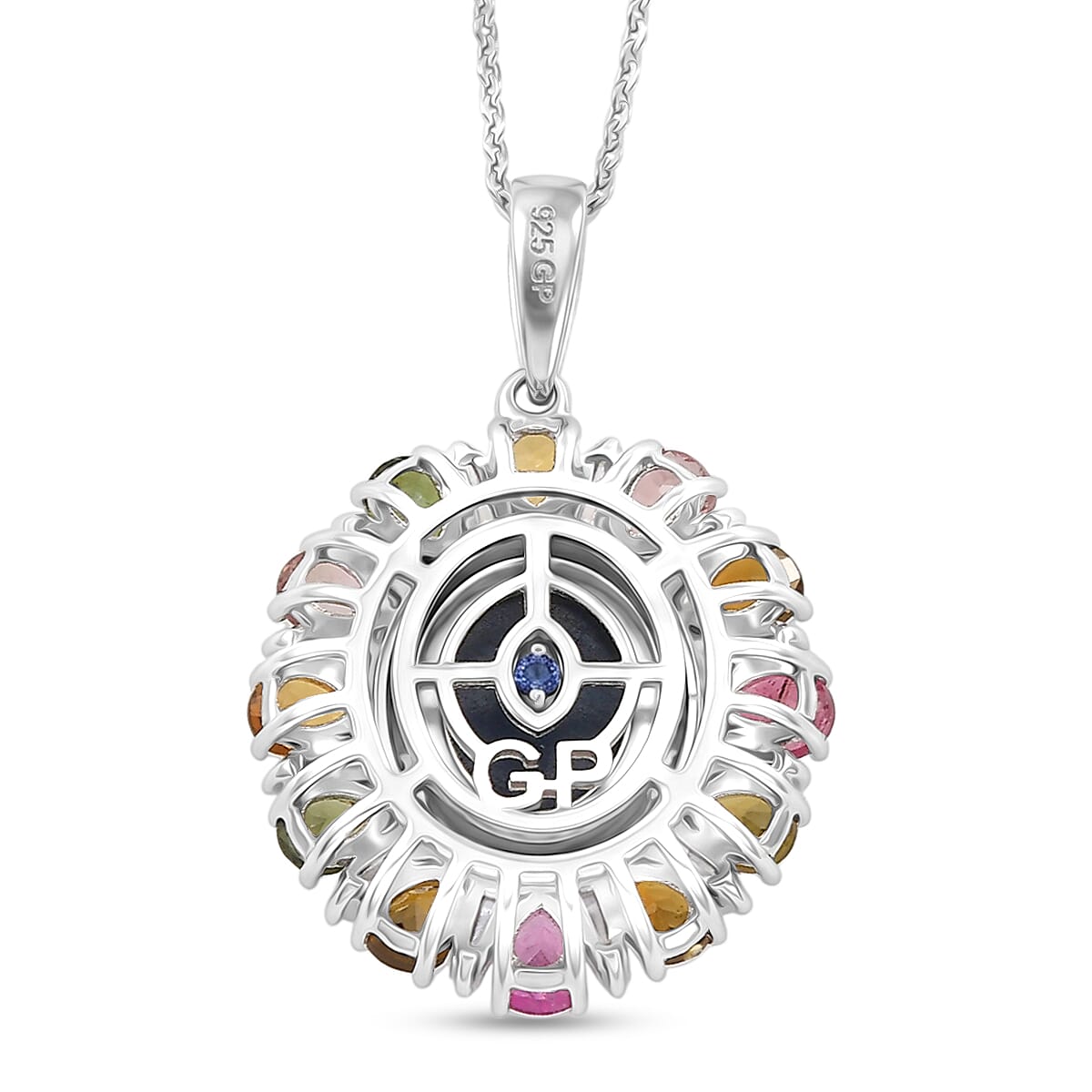 D'Joy Premium Blue Star Sapphire and Multi Gemstone 8.10 ctw Pendant Necklace in Rhodium Over Sterling Silver 20 Inches image number 5