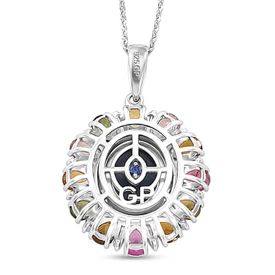 GP Celestial Dream Collection Premium Blue Star Sapphire and Multi Gemstone 7.60 ctw Pendant Necklace in Rhodium Over Sterling Silver 20 Inches