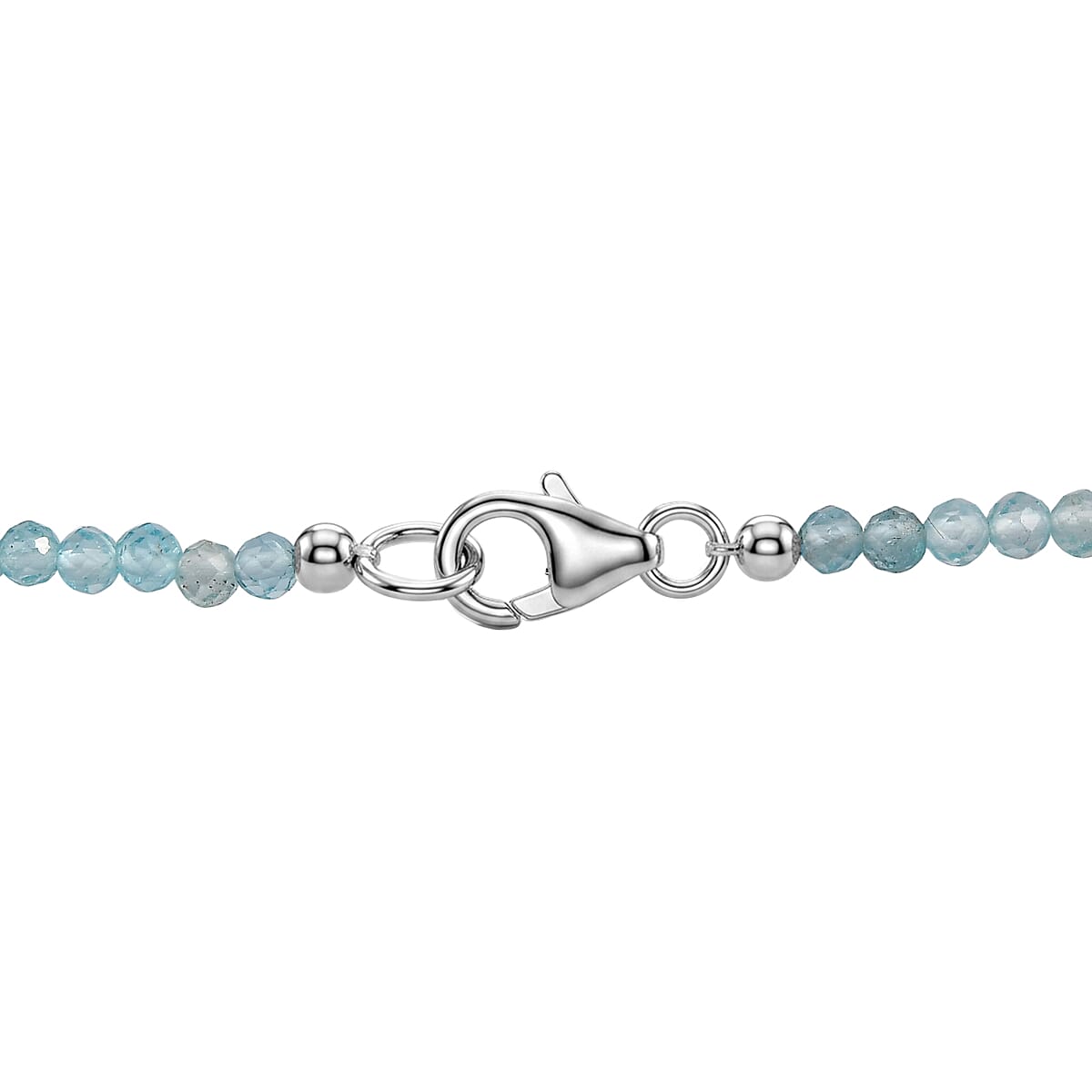 D'Joy Premium London Blue Topaz and Moissanite 40.15 ctw Midnight Ocean Halo Pendant with Apatite Beaded Necklace in Rhodium Over Sterling Silver 20 Inches  image number 5