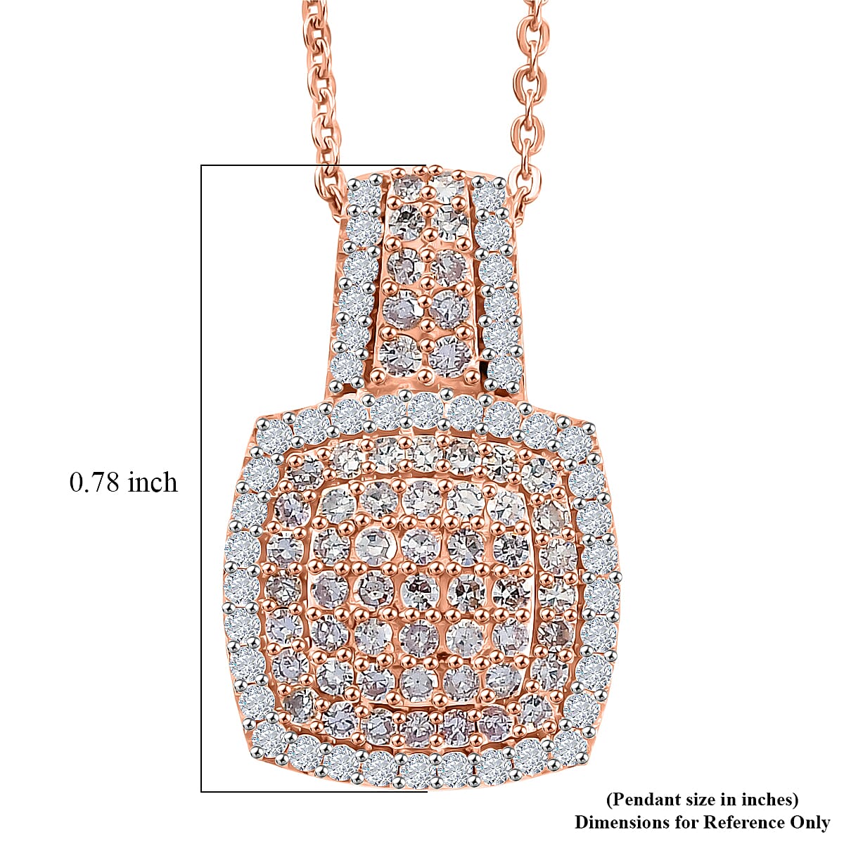 D'Joy Natural Pink and White Diamond  0.75 ctw Rose Cushion Glow Pendant Necklace in 18K Vermeil Rose Gold Over Sterling Silver 20 Inches  image number 5