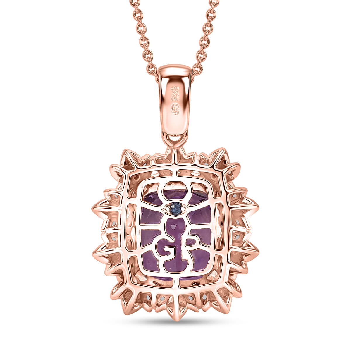 GP Italian Garden Collection AAA Rose De France Amethyst and Multi Gemstone 6.20 ctw Pendant Necklace in 18K Vermeil Rose Gold Over Sterling Silver 20 Inches