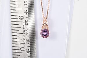 EverTrue Rose De France Amethyst 2.70 ctw Pendant in 18K RG Plated with ION Plated RG Stainless Steel Necklace 20 Inches