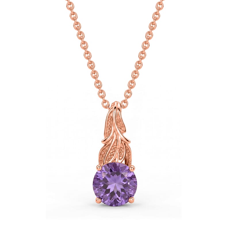 EverTrue Rose De France Amethyst 2.70 ctw Pendant in 18K RG Plated with ION Plated RG Stainless Steel Necklace 20 Inches