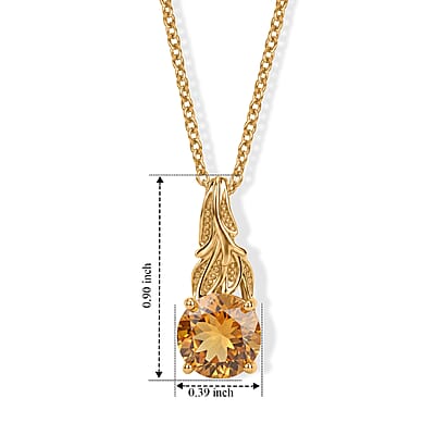 EverTrue Brazilian Citrine 2.65 ctw Pendant in 18K YG Plated with ION Plated YG Stainless Steel Necklace 20 Inches