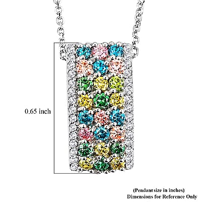 Luxuriant Lab Grown Multi Diamond SI 1.25 ctw Rainbow Sparkle Pendant Necklace in Rhodium Over Sterling Silver 20 Inches