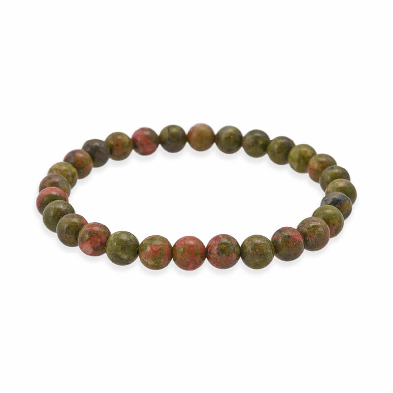 Unakite 200.00 ctw Beaded Stretch Bracelet and Necklace (18 Inches) in Sterling Silver